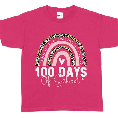 100 Days of School Pink and Leopard Rainbow Heat Press Transfer
