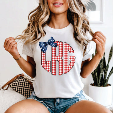 Custom All American Red Gingham Monogram