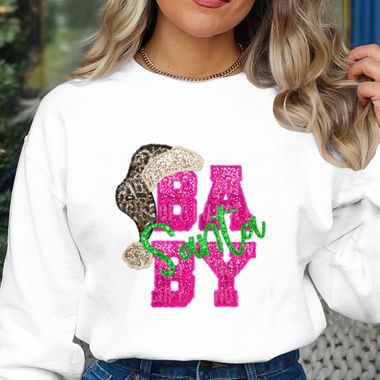 Santa Baby Hot Pink w Hat DTF Transfer