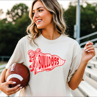 Bulldogs Red Gingham Pendant DTF Transfer