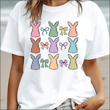 Pretty Polka Dot Bunnies Easter DTF Transfer