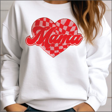Mama Checkered Heart Chenille Patch