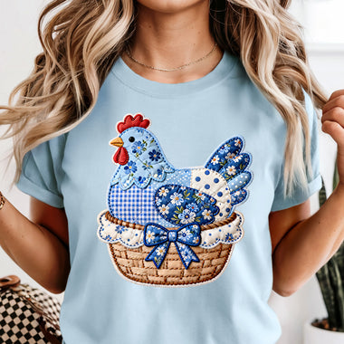Patchwork Hen on a Nest DTF Transfer