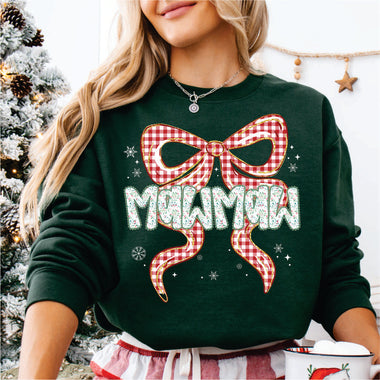 Christmas Red Check Bow Mawmaw