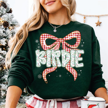 Christmas Red Check Bow Birdie