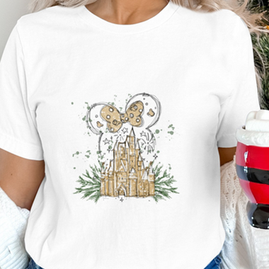 Watercolor Castle with Mistletoe DTF Transfer