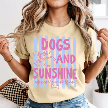Preppy Dogs and Sunshine blue/pink DTF Transfer