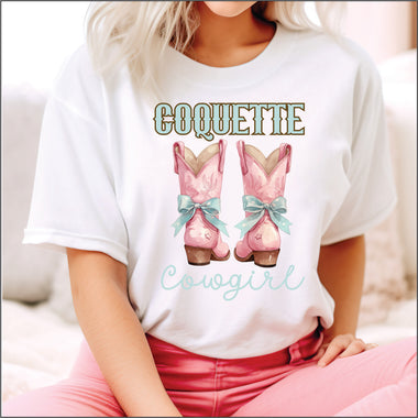 Coquette Cowgirl Pink Boots DTF Transfer