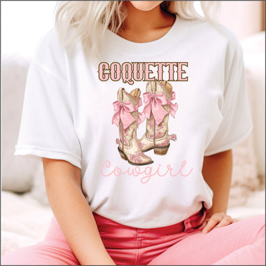 Coquette Cowgirl Pink Bows and Boots DTF Transfer