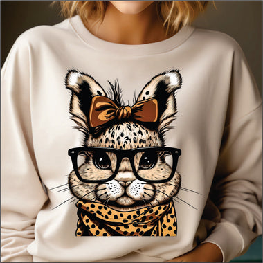 Fancy Easter Bunny Scarf and Glasses DTF Transfer