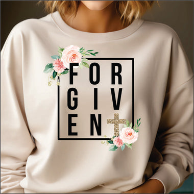 Forgiven Square with Roses DTF Transfer