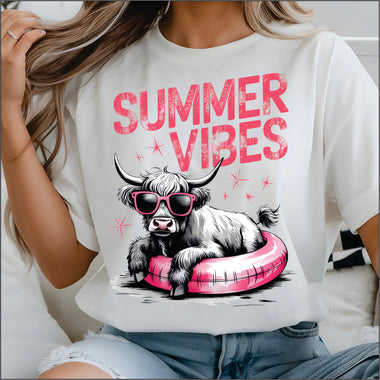Highland Cow Summer Vibes DTF Transfer