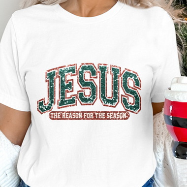 Glitter Jesus is the Reason for the Season DTF Transfer