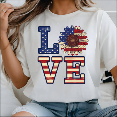 LOVE American Flag Sunflower