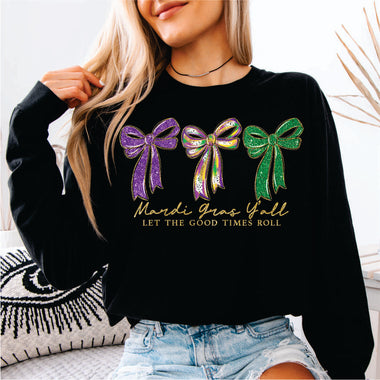 Let the Good Times Roll Bow Sparkly Gold