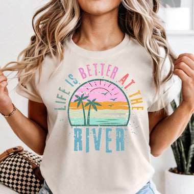 Life is Better at the River Distressed DTF Transfer