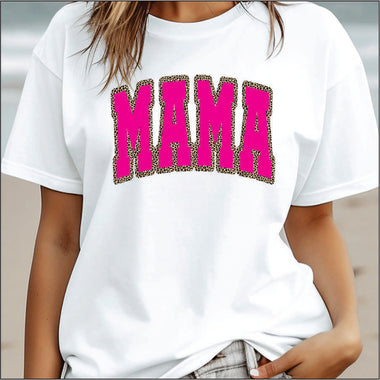 Mama Bright Pink and Leopard DTF Transfer