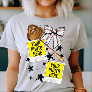 Polaroid Baseball with Double Frame DTF Transfer