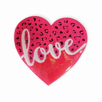 Pink Love Heart Sequin and Leopard Chenille Patch