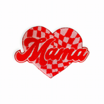 Mama Checkered Heart Chenille Patch