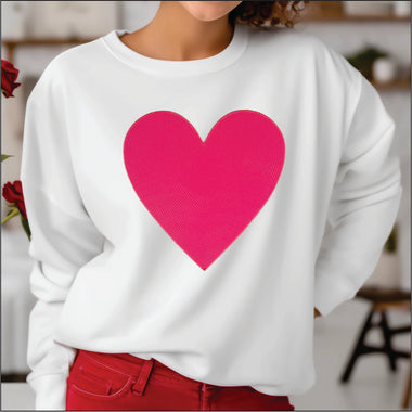 Bright Pink Sequin Heart Chenille Patch