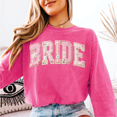 Pink Check & Floral Quilt Bride