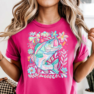 Floral Bass with Bow DTF Transfer