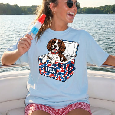Patriotic Dog in Cooler DTF Transfer