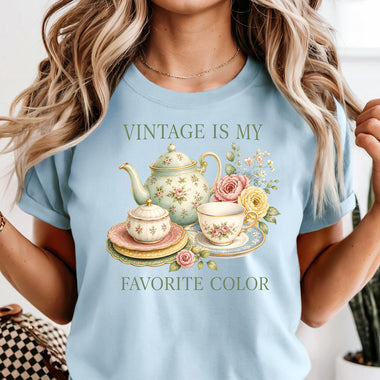 Vintage is My Favorite Color Tea Set DTF Transfer