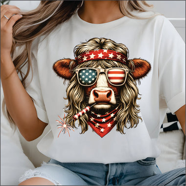 All American Highland Cow DTF Transfer