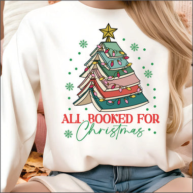 All Booked for Christmas Tree DTF Transfer