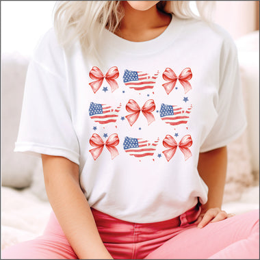 American Flags and Bows Coquette DTF Transfer