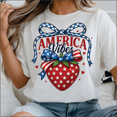 American Vibes Strawberries DTF Transfer