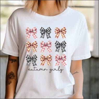 Autumn Girly with Buffalo Check Bows DTF Transfer
