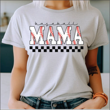 Baseball Mama Checkered DTF Transfer