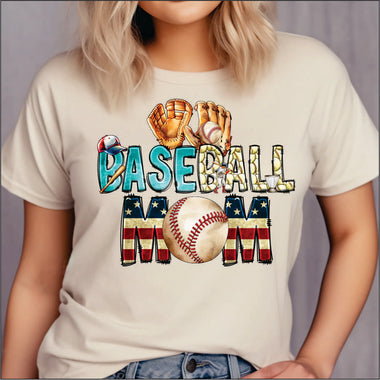 Baseball Mama w Glove DTF Transfer