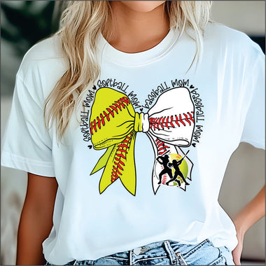 Baseball & Softball Mama Bow DTF Transfer