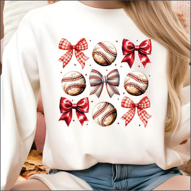 Baseball & Bow Coquette DTF Transfer