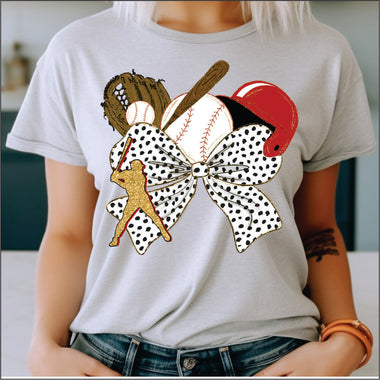Baseball Coquette Spotted Bow DTF Transfer