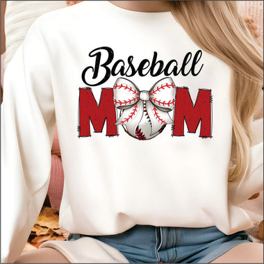 Baseball Mom Red Bow DTF Transfer