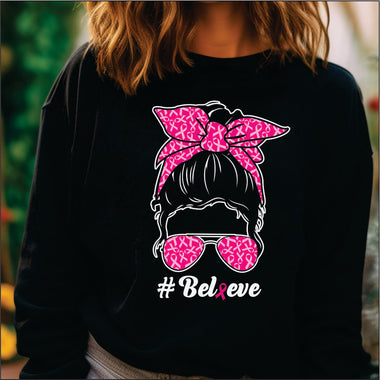 Believe Messy Bun DTF Transfer