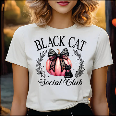 Black Cat Social Club Pink Pumpkin DTF Transfer
