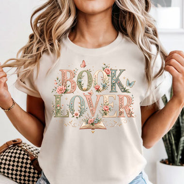 Book Lover with small floral DTF Transfer