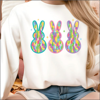 Brushstroke Bunny Trio DTF Transfer