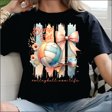 Bump Set Volleyball Mom Life DTF Transfer