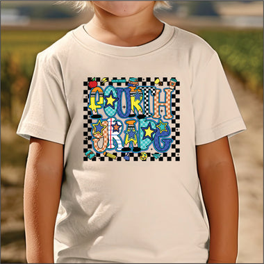 Checkered Retro Fourth Grade DTF Transfer