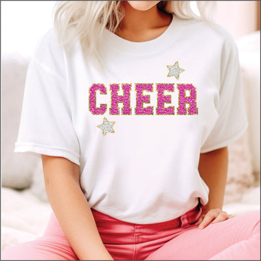 Cheer Faux Chenille Pink DTF Transfer