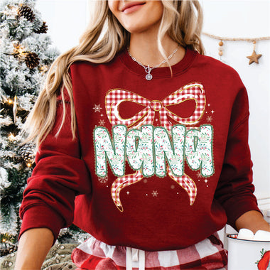 Christmas Red Check Bow Nana