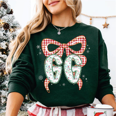 Christmas Red Check Bow GG