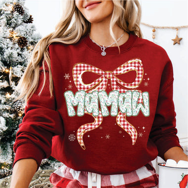 Christmas Red Check Bow Mamaw